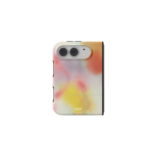 Pink Orange Dopamine Gradient, Y2K iPhone 18 Fold Case, unfolded front view