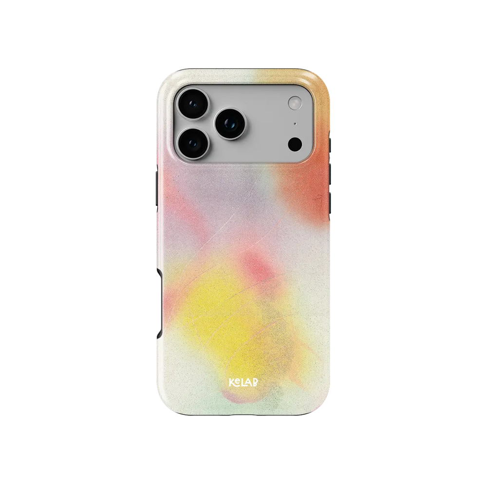 Pink Orange Ombre Dopamine Gradient iPhone Case, back view showing full coverage and camera cutout