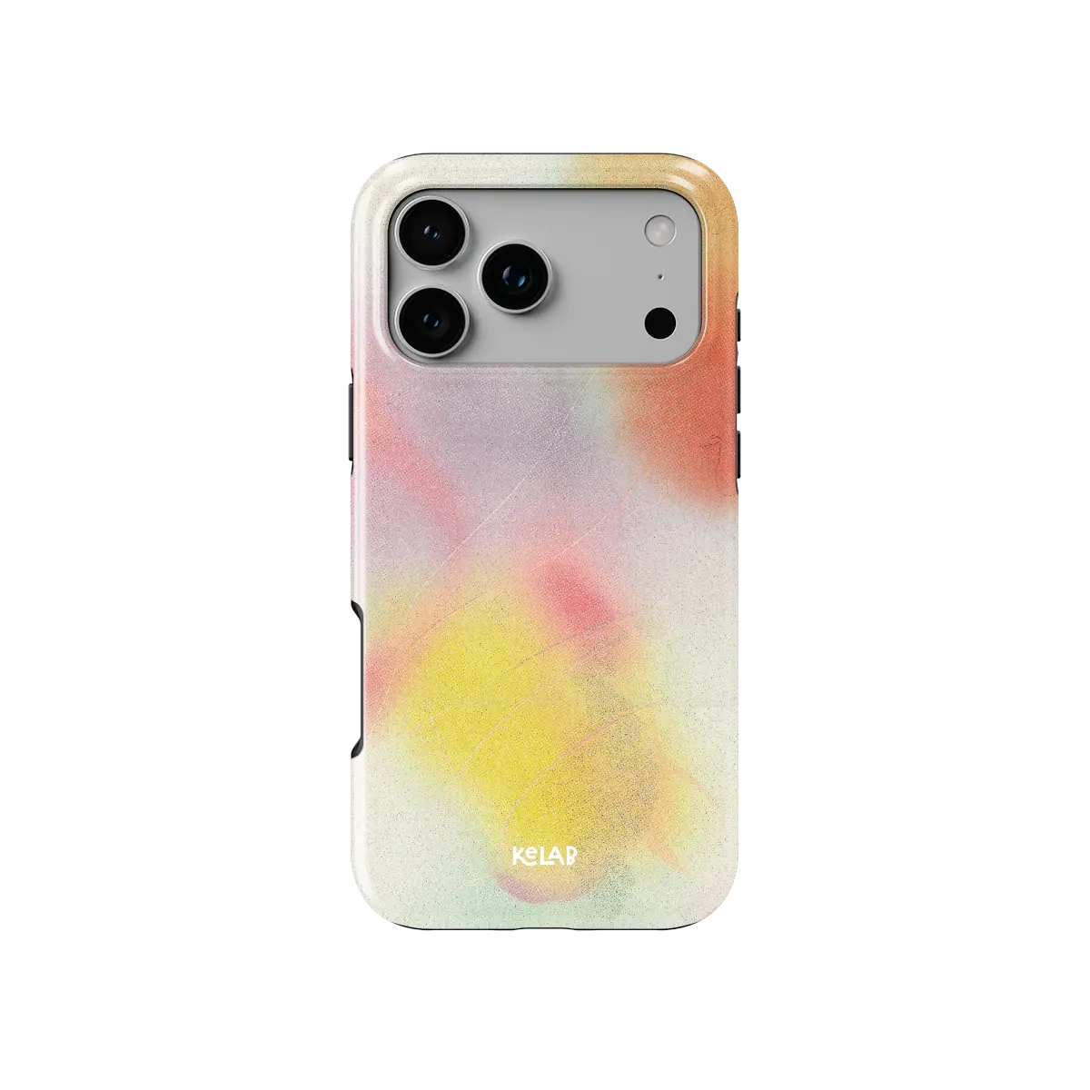 Pink Orange Ombre Dopamine Gradient iPhone Case, back view showing full coverage and camera cutout