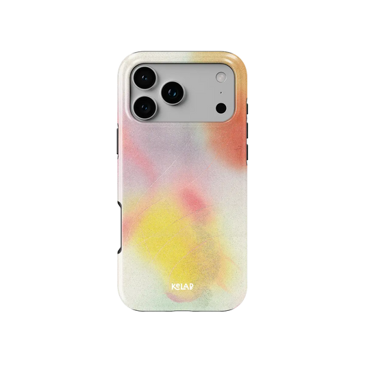 Pink Orange Ombre Dopamine Gradient iPhone Case, back view showing full coverage and camera cutout
