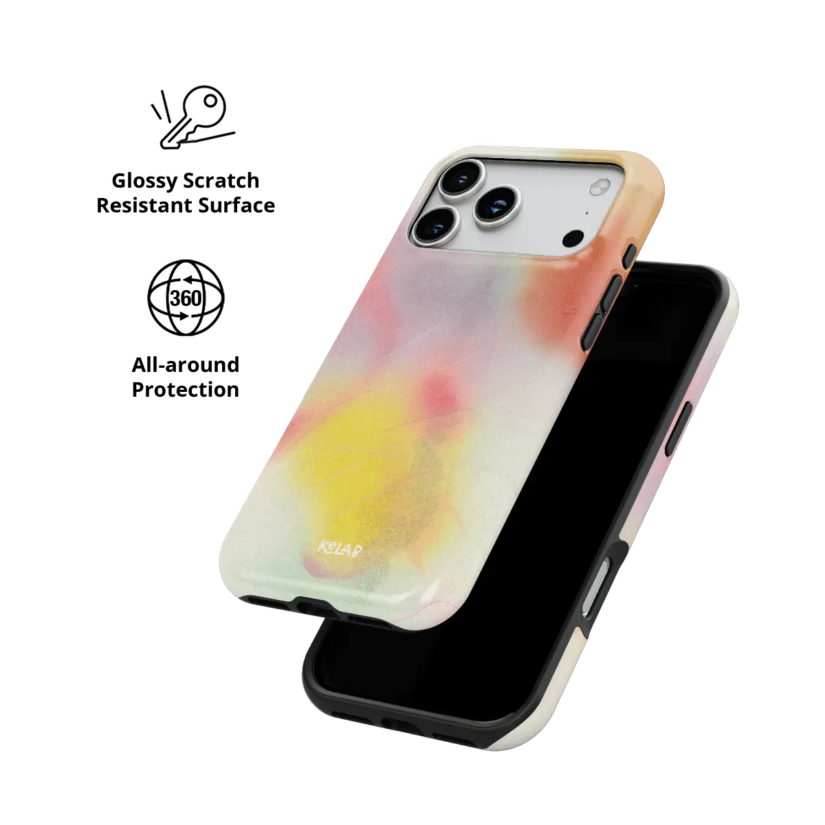Pink Orange Ombre Dopamine Gradient iPhone Case, scratch-resistant all-around protection detail