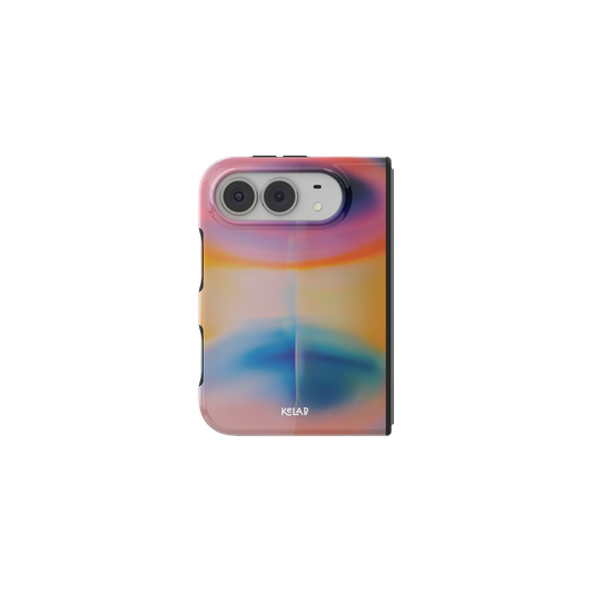Pastel Aura Gradient, Dreamy Multicolor iPhone 18 Fold Case, unfolded front view