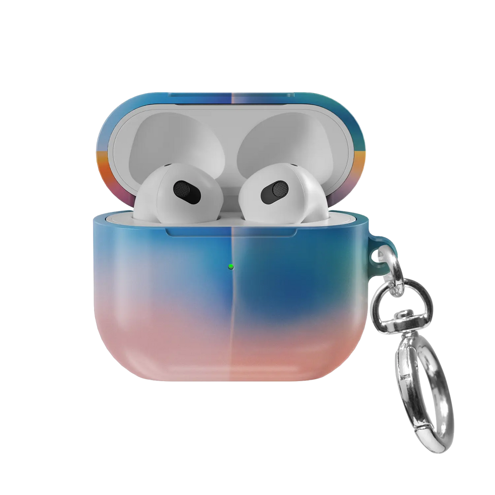 Pastel Kawaii Aura Gradient AirPods Case, front view with lid open