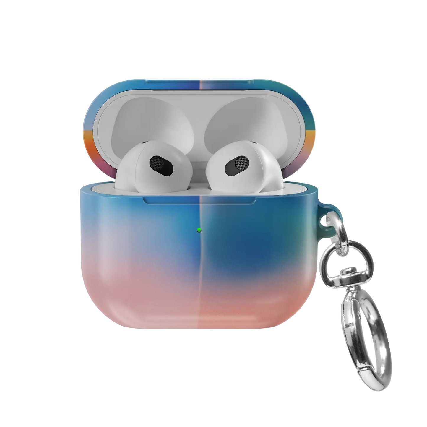 Pastel Kawaii Aura Gradient AirPods Case, front view with lid open