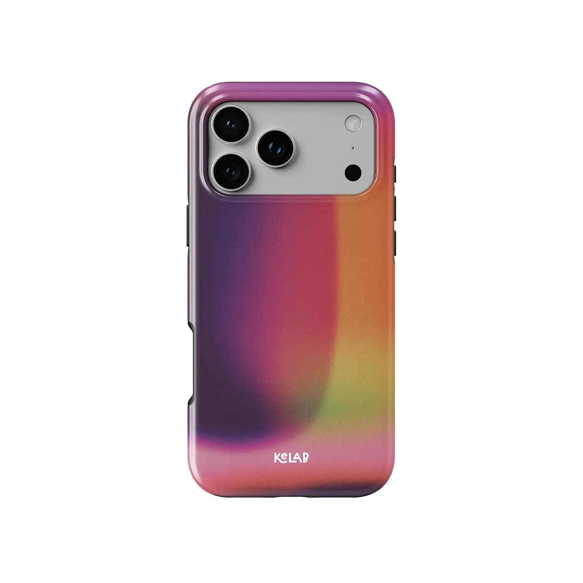Lucid Ember purple gradient aura Tough iPhone case, front view showing the pattern.