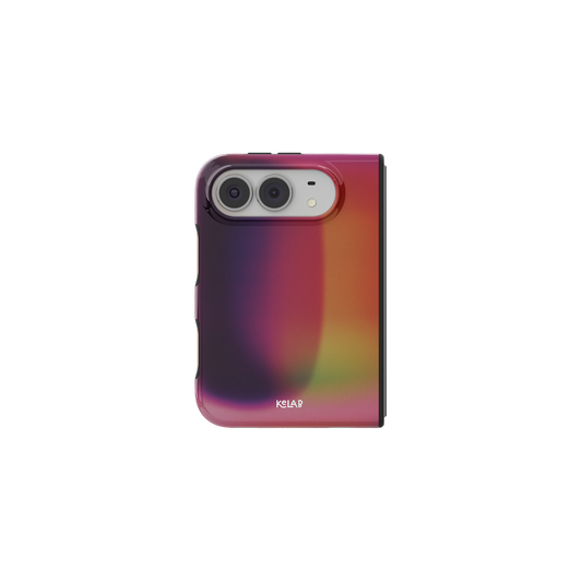 Purple Gradient Aura, Moody Dark iPhone 18 Fold Case, unfolded front view