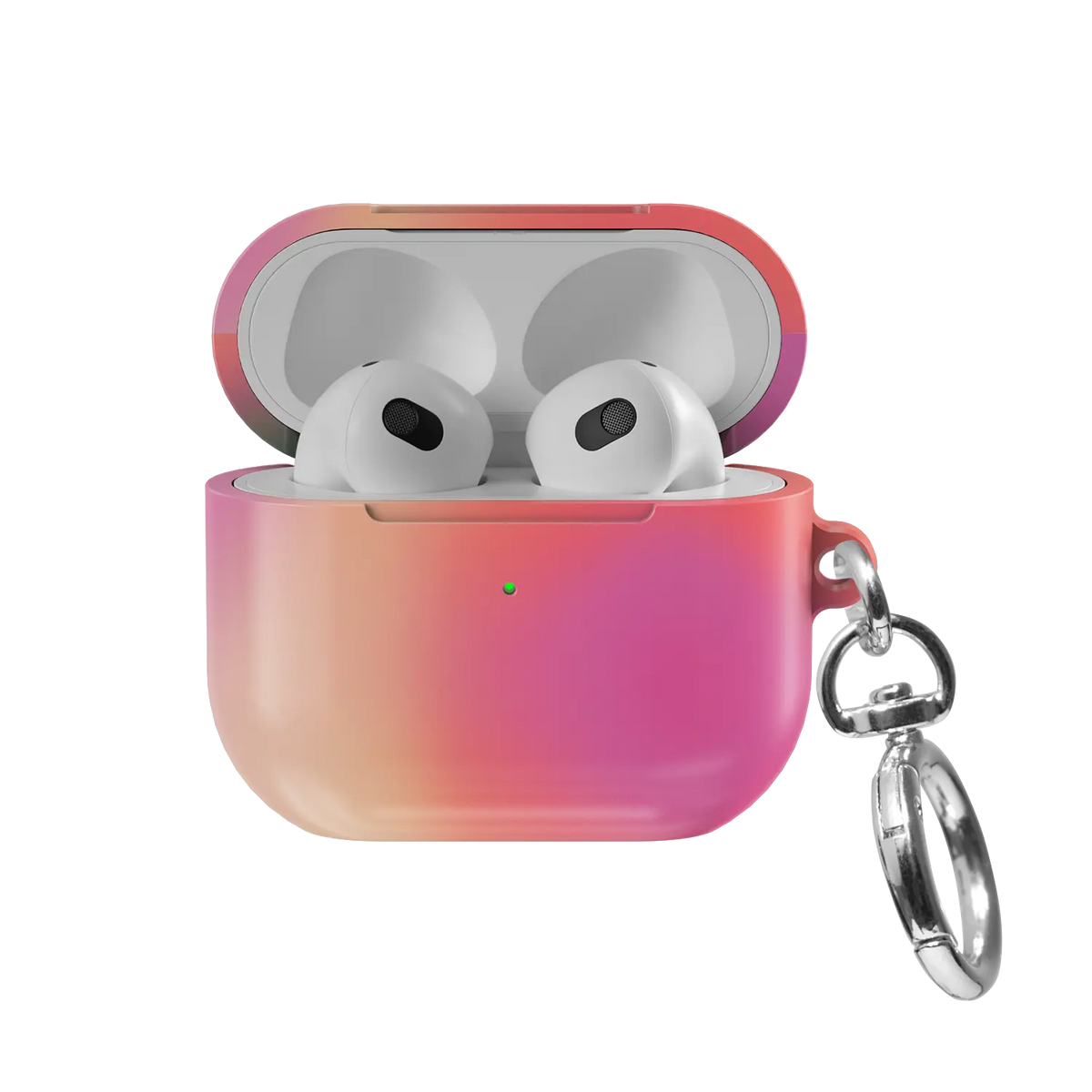 Colorful Dopamine Aura Gradient AirPods Case, front view with lid open