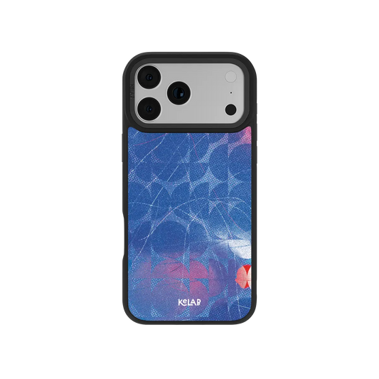 90s-inspired abstract geometry KELAB iPhone Case in aqua blue with geometric pattern