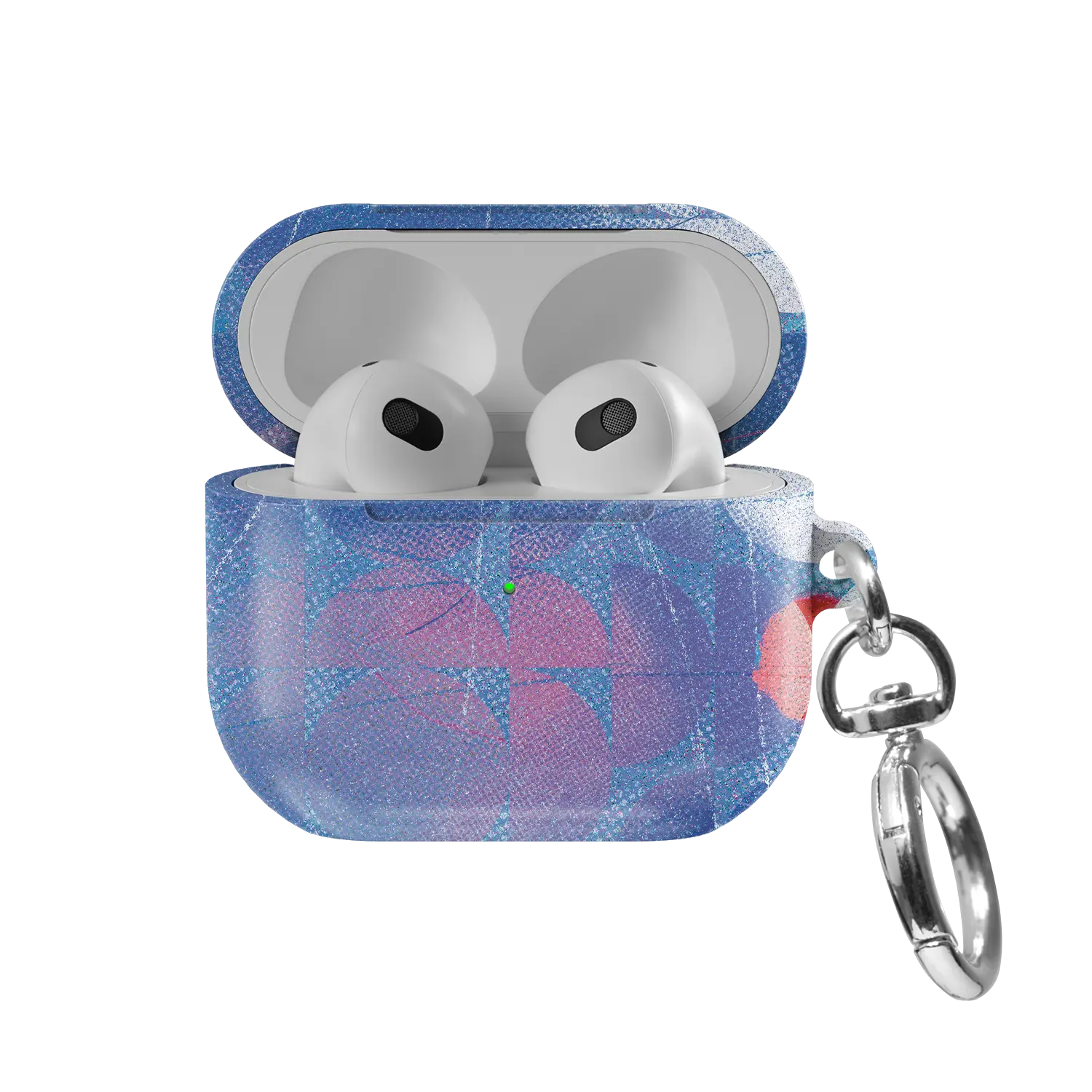 Cool Splash | Blue Retro Geometric Circles AirPods Case - front view with open lid