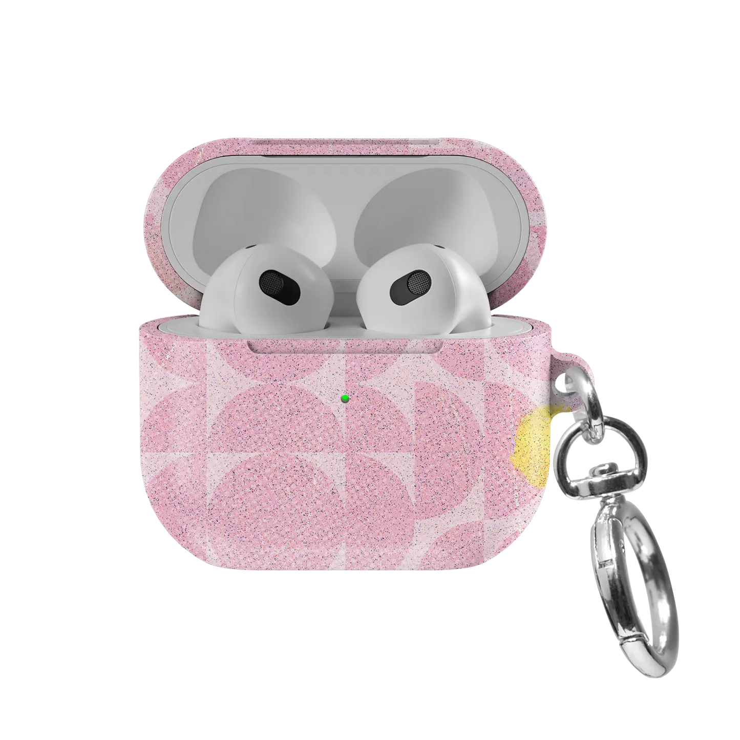 Bubblegum Breeze | Pink Retro Geometric Circles AirPods Case - front view with open lid