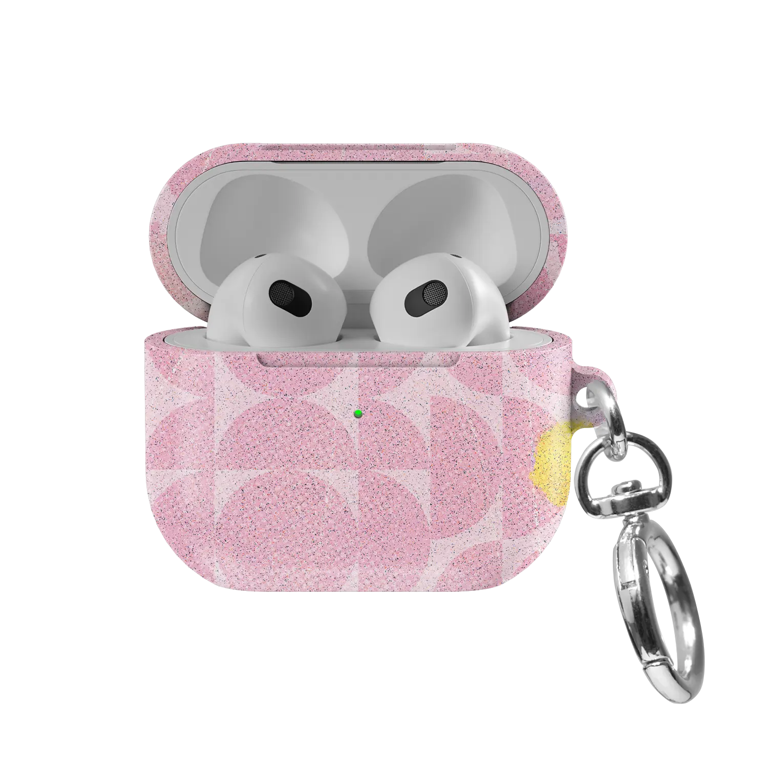 Bubblegum Breeze | Pink Retro Geometric Circles AirPods Case - front view with open lid