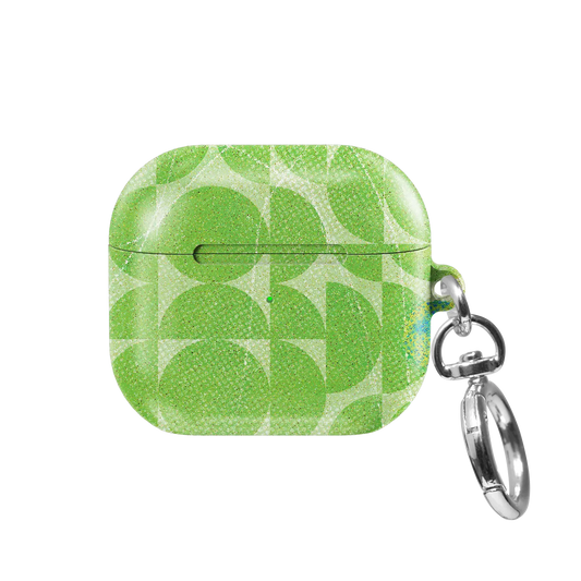 Lime Float | Green Retro Geometric Circles AirPods Case - front view