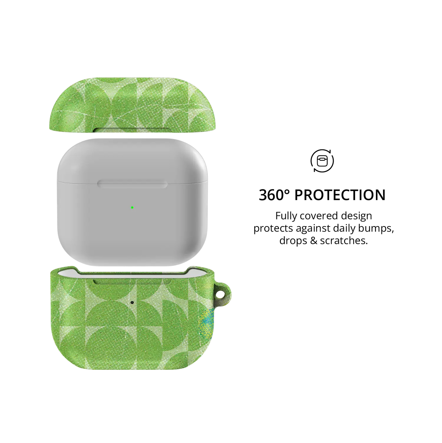 Lime Float | Green Retro Geometric Circles AirPods Case - 360 degree protection view