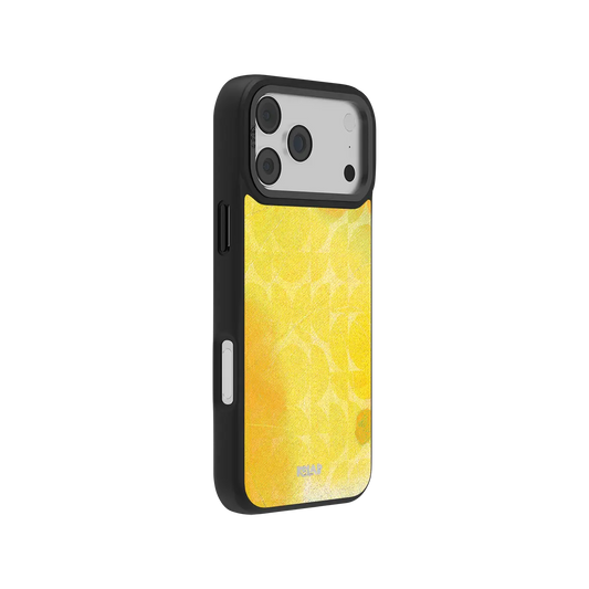 Retro geometric yellow iPhone Case by KELAB with bold abstract pattern and black bumper