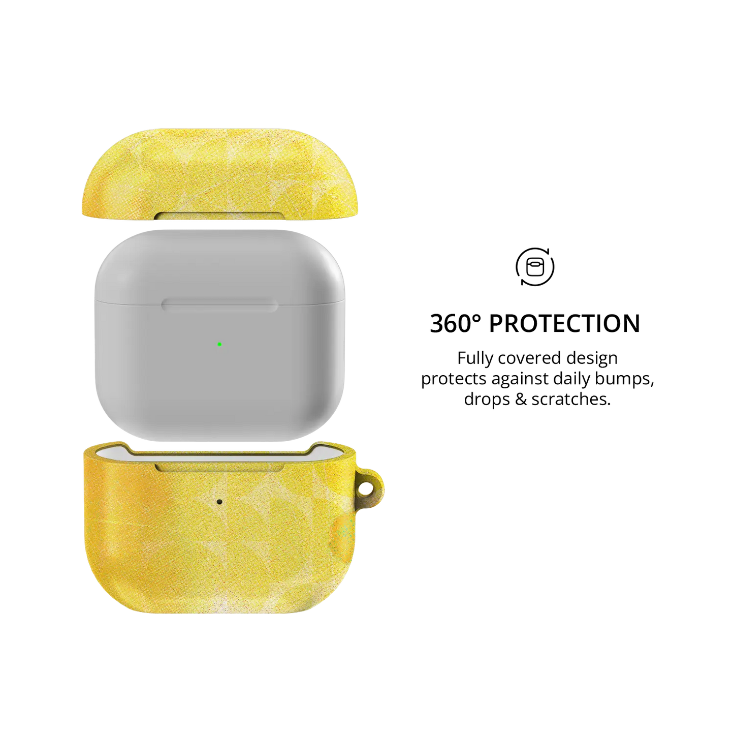 Zesty | Yellow Retro Geometric Circles AirPods Case - 360 degree protection view