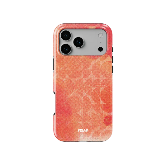 Sunset Squeeze red retro geometric circles Tough iPhone case, front view showing the pattern.