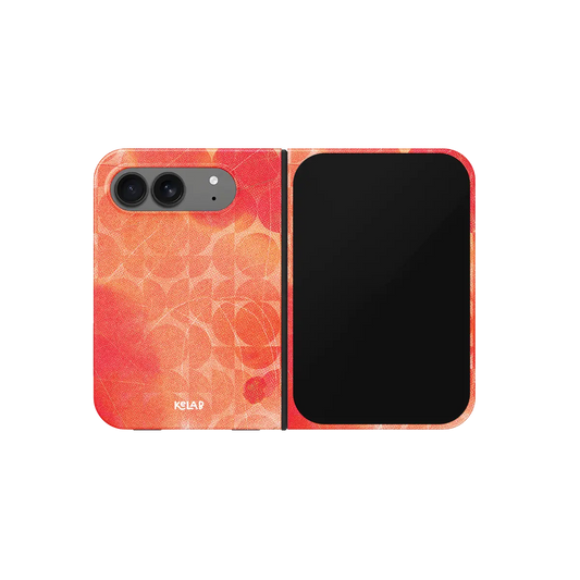 Red Retro Geometric Circles, 70s iPhone 18 Fold Case, unfolded front view