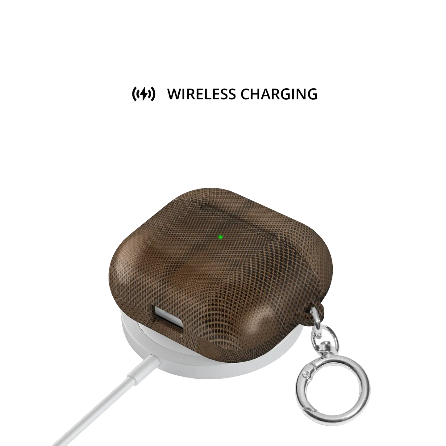 Brown Flannel Plaid Cozy Aesthetic AirPods Case, on wireless charger