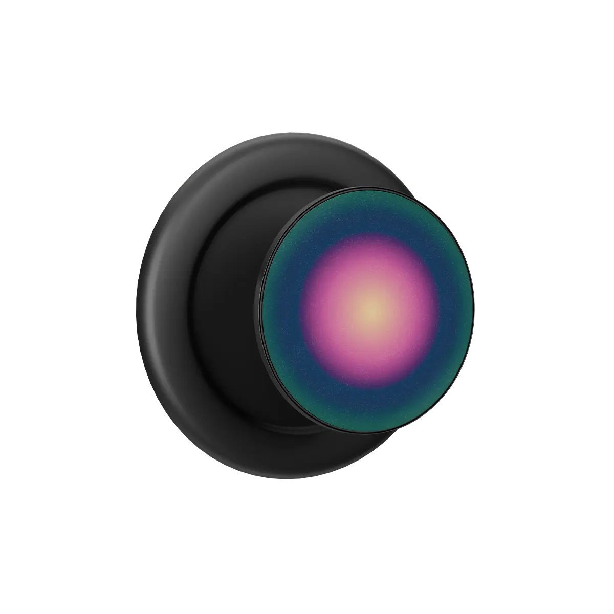 Black Deep Space Aura MagSafe phone grip with iridescent purple and blue pop grip and built-in strong magnets.