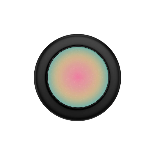 Black MagSafe phone grip with pastel aurora glow center and built-in strong magnets.