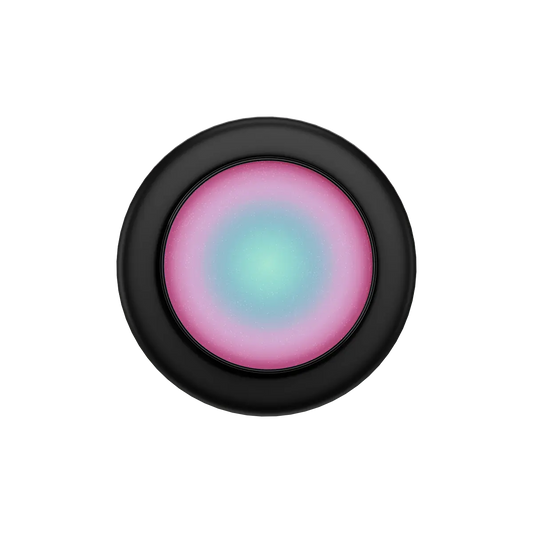 Teal and magenta circular MagSafe phone grip with black outer ring and built-in strong magnets.