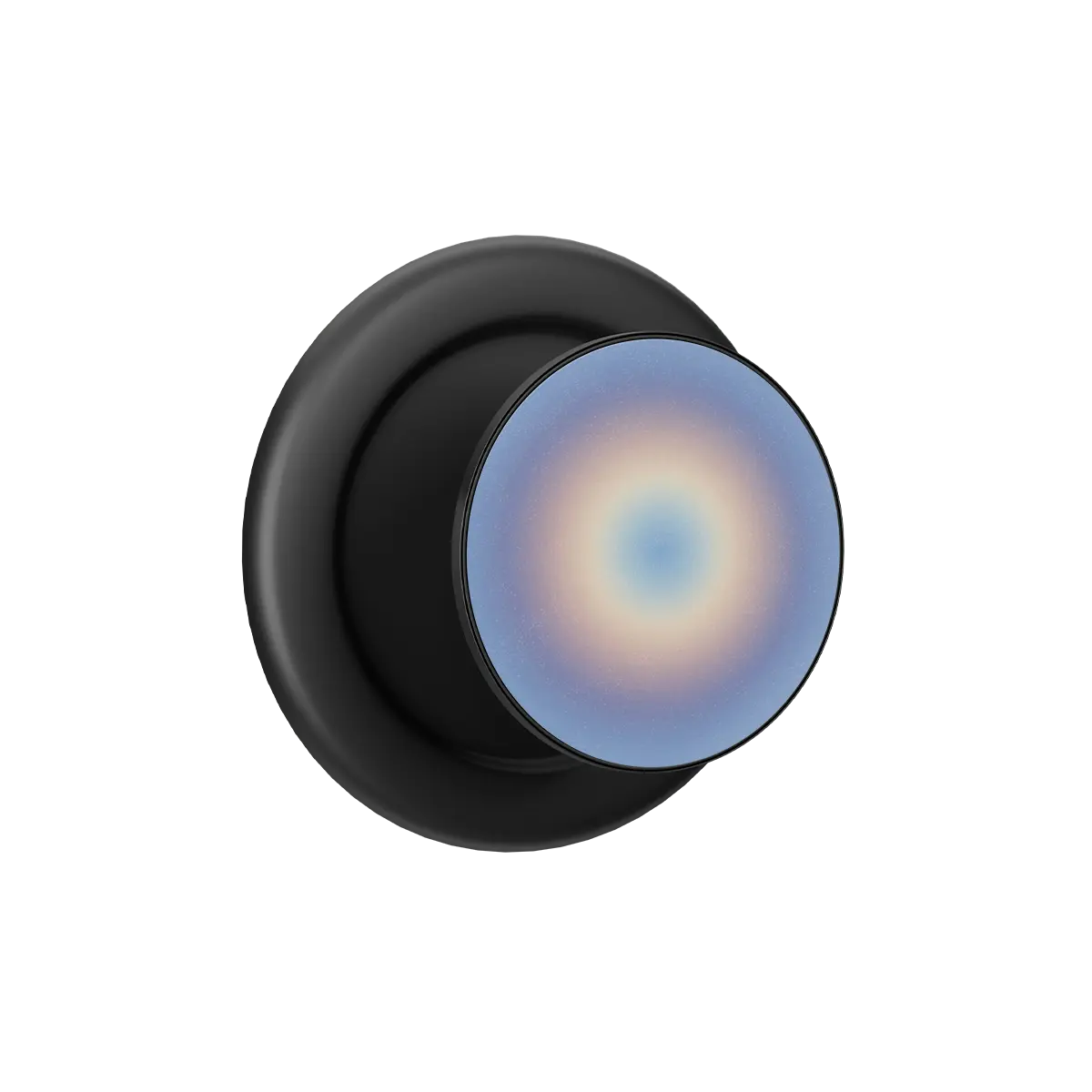 Ethereal blue haze MagSafe phone grip with pop grip design and built-in strong magnets on black base.