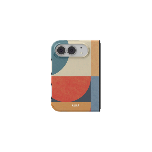 Mood Modular, Bauhaus Abstract iPhone 18 Fold Case, unfolded front view
