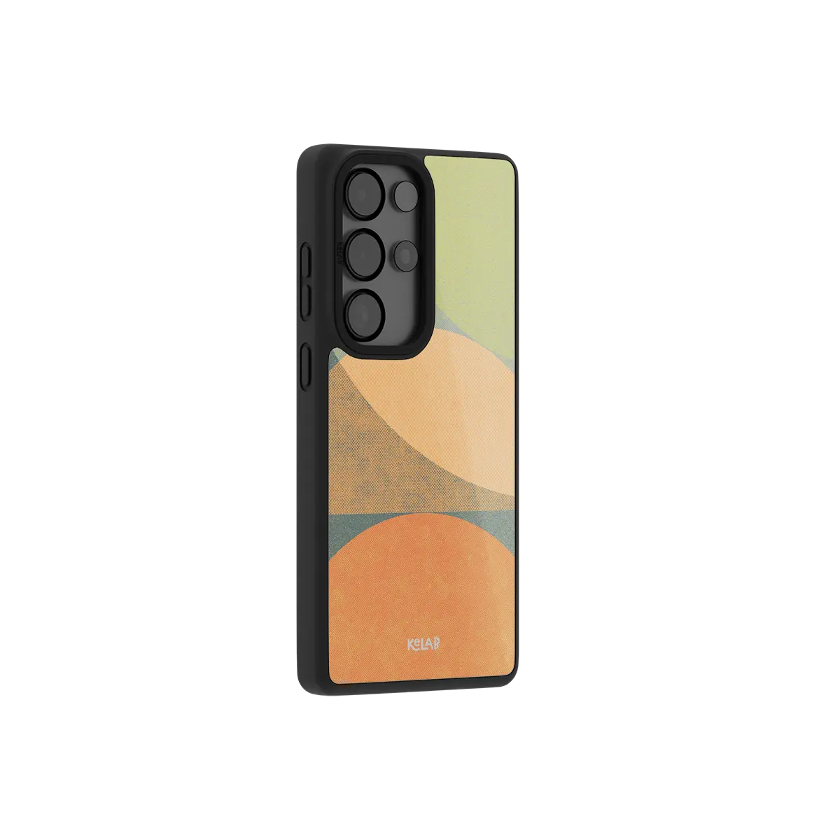 Samsung Galaxy phone case in stylish black with colorful geometric patterns for protective use