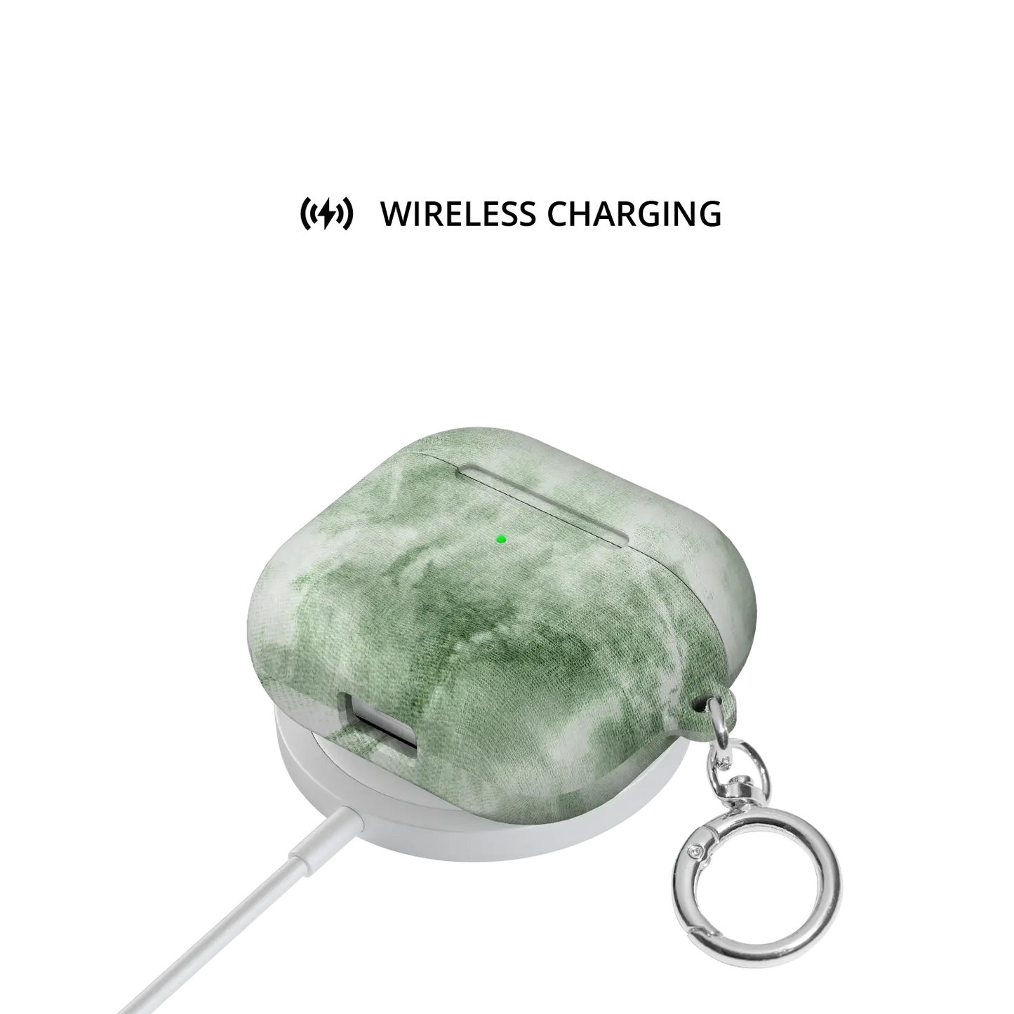 Eucalyptus Dream AirPods case — wireless charging compatibility demonstration