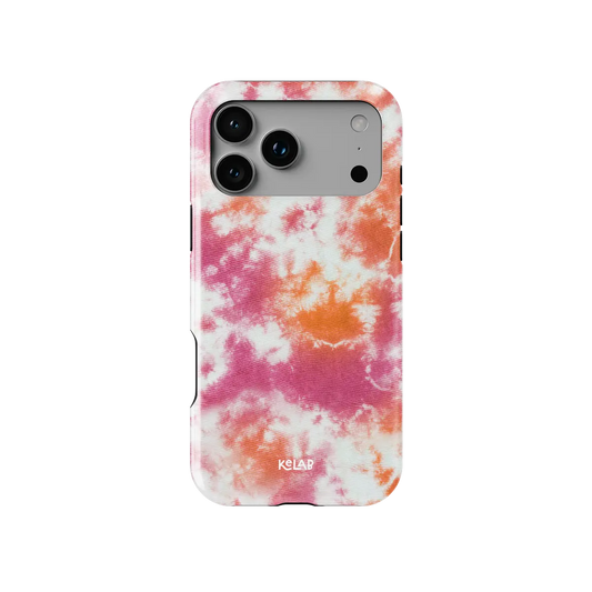 Citrus Blush pink-orange tie-dye Tough iPhone case, front view showing the pattern.