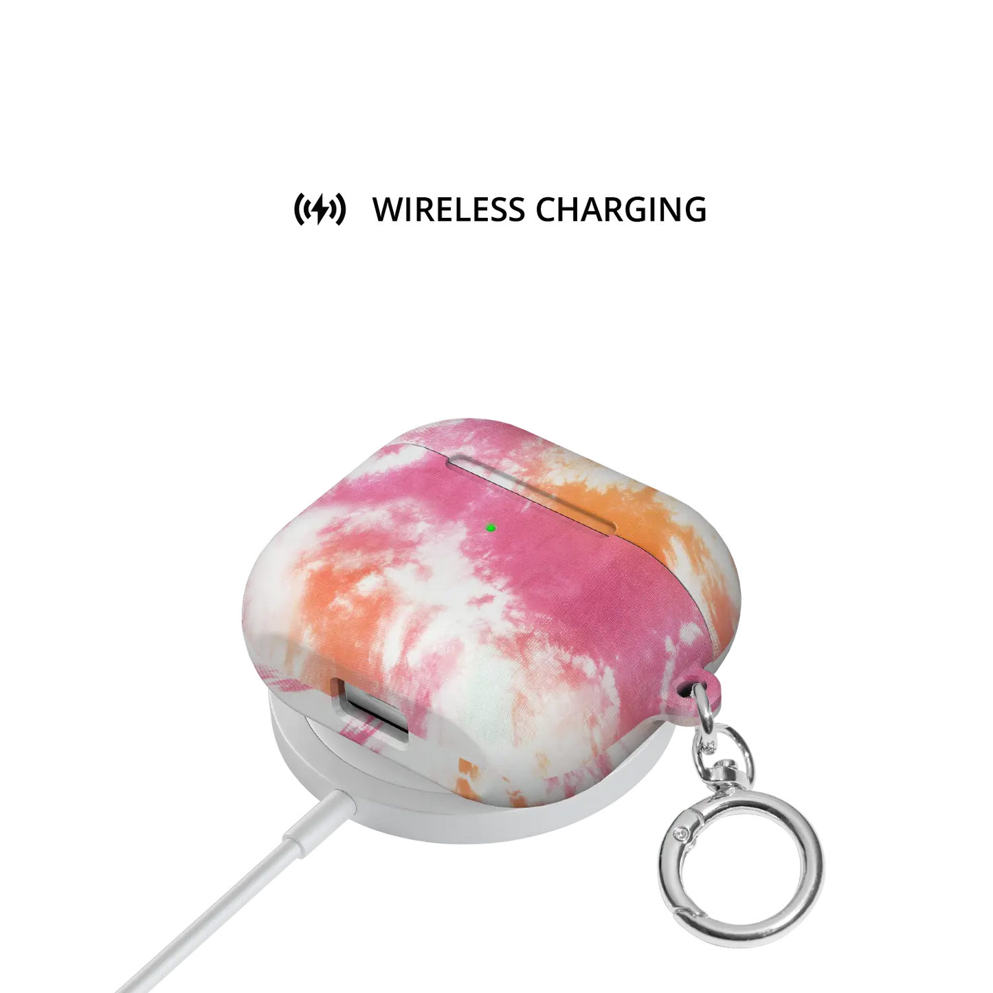 Citrus Blush AirPods case — wireless charging compatibility demonstration