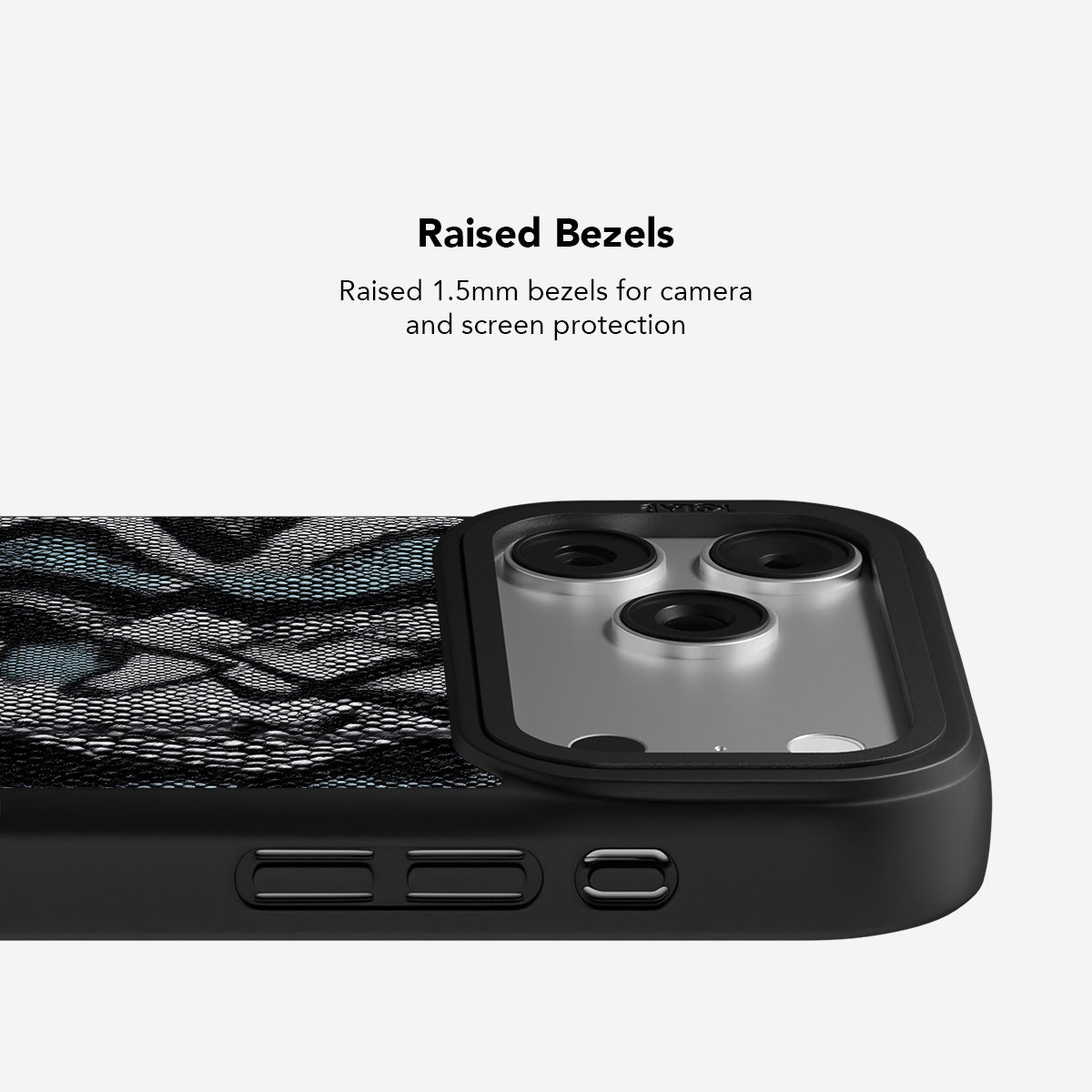 Stylish iPhone case in teal snakeskin with black accents — textured finish for enhanced grip and protection.