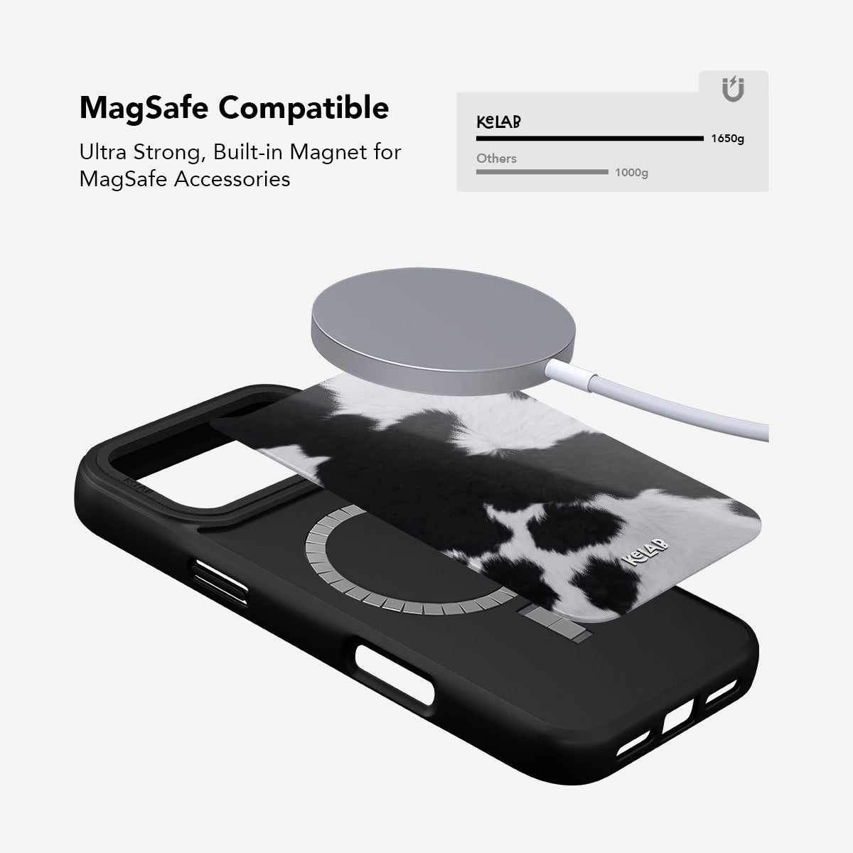 Black MagSafe compatible phone case with ultra strong built-in magnet for accessories.