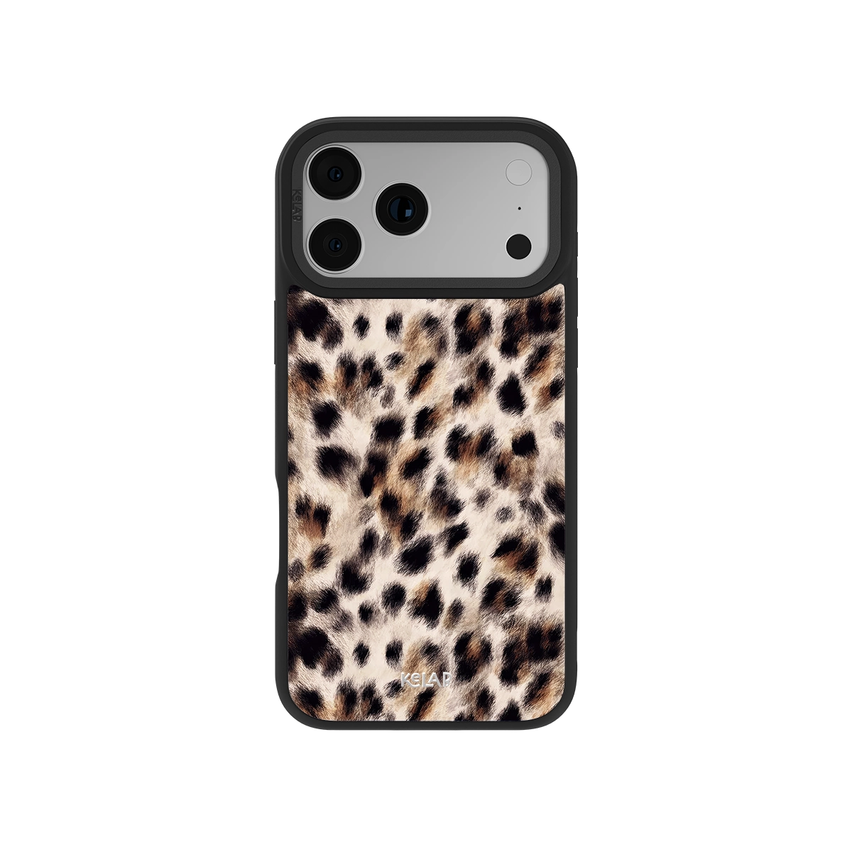 Cheetah Print iPhone Case with realistic animal fur pattern and black bumper edges, designed for stylish protection and bold aesthetics.
