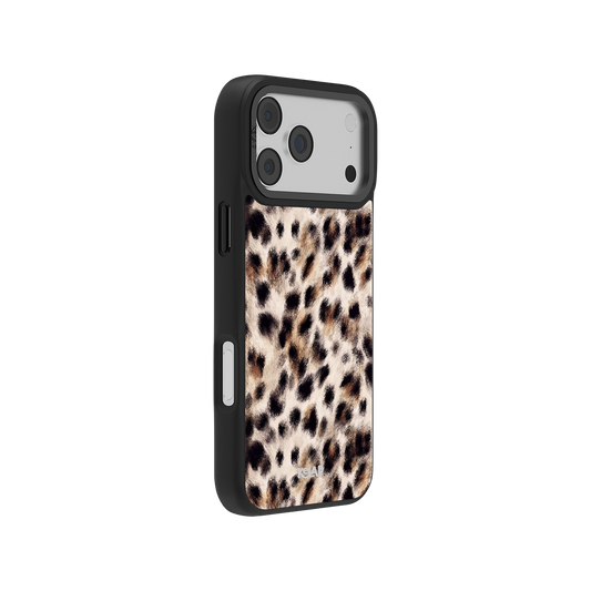 Side view of Cheetah Print iPhone Case showcasing sleek profile and detailed fur pattern, perfect for fashion-forward phone protection.