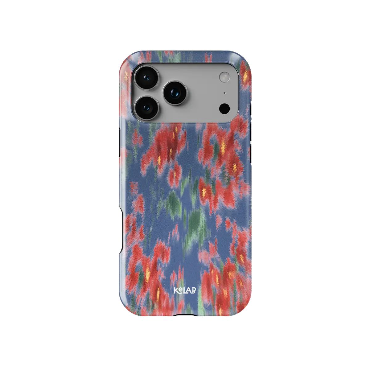 Chromaflash red floral Tough iPhone case, front view showing the pattern.