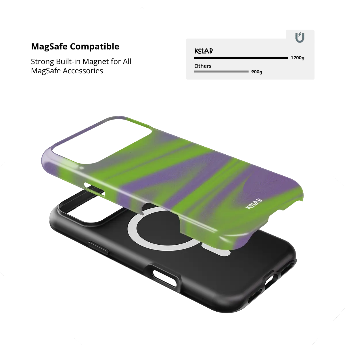 Y2K Neon Green Abstract Wave iPhone Case, MagSafe compatible with built-in magnet strength