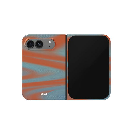 Y2K Orange Abstract Wave, Gradient iPhone 18 Fold Case, unfolded front view