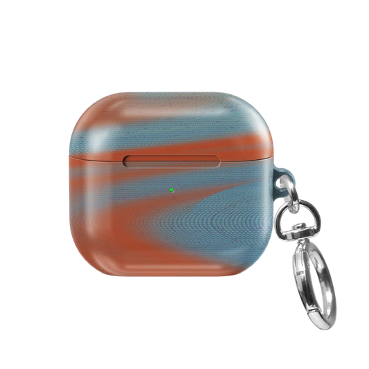 Orange Blue Abstract Wave AirPods Case, front view