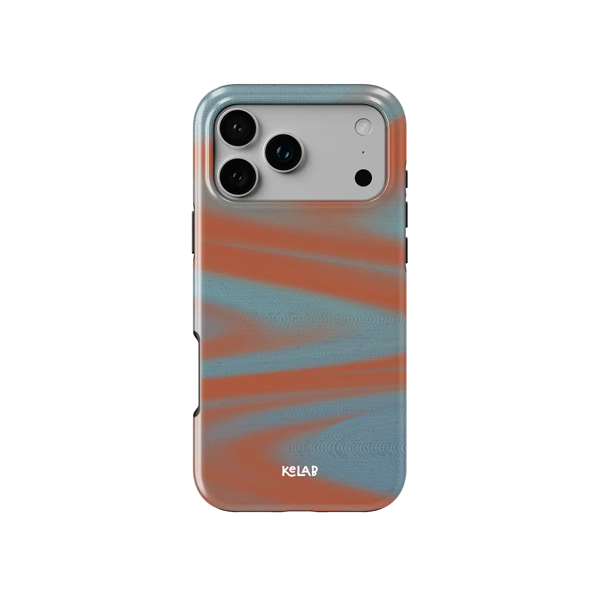 Y2K Orange Abstract Wave iPhone Case, back view showing full coverage and camera cutout