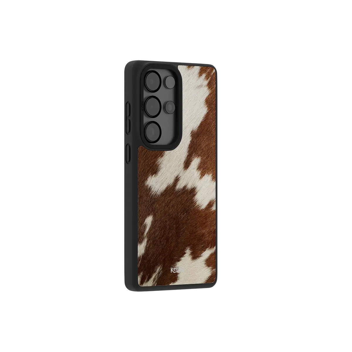 Brown cow print Samsung Galaxy phone case with TPU material and minimalist design