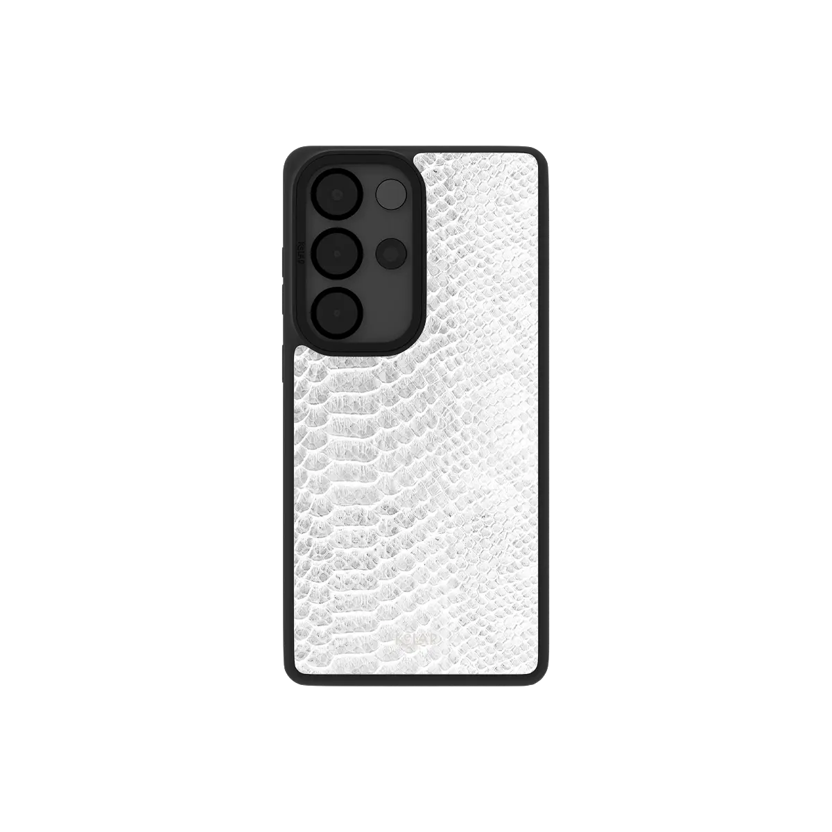 Samsung Galaxy phone case in white snake skin pattern with minimalist design