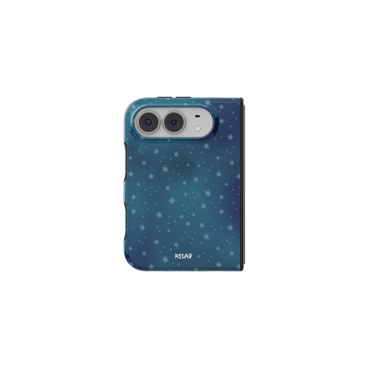 Night Sky, Dark Blue Galaxy Gradient iPhone 18 Fold Case, unfolded front view