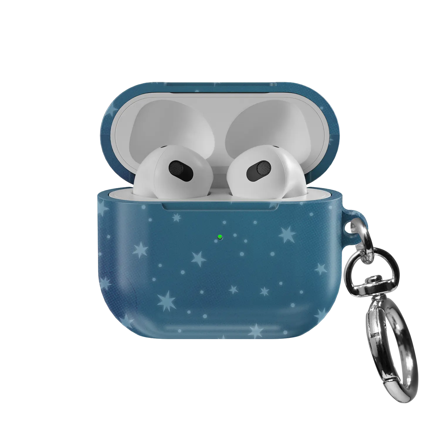 Moon Mist | Starry Blue Celestial AirPods Case - front view with open lid
