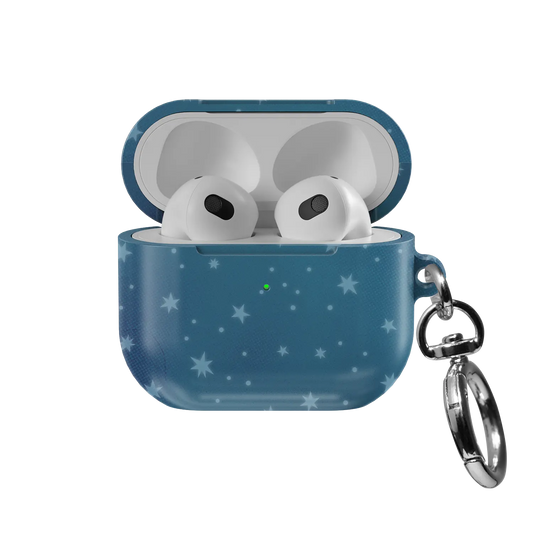 Moon Mist | Starry Blue Celestial AirPods Case - front view with open lid