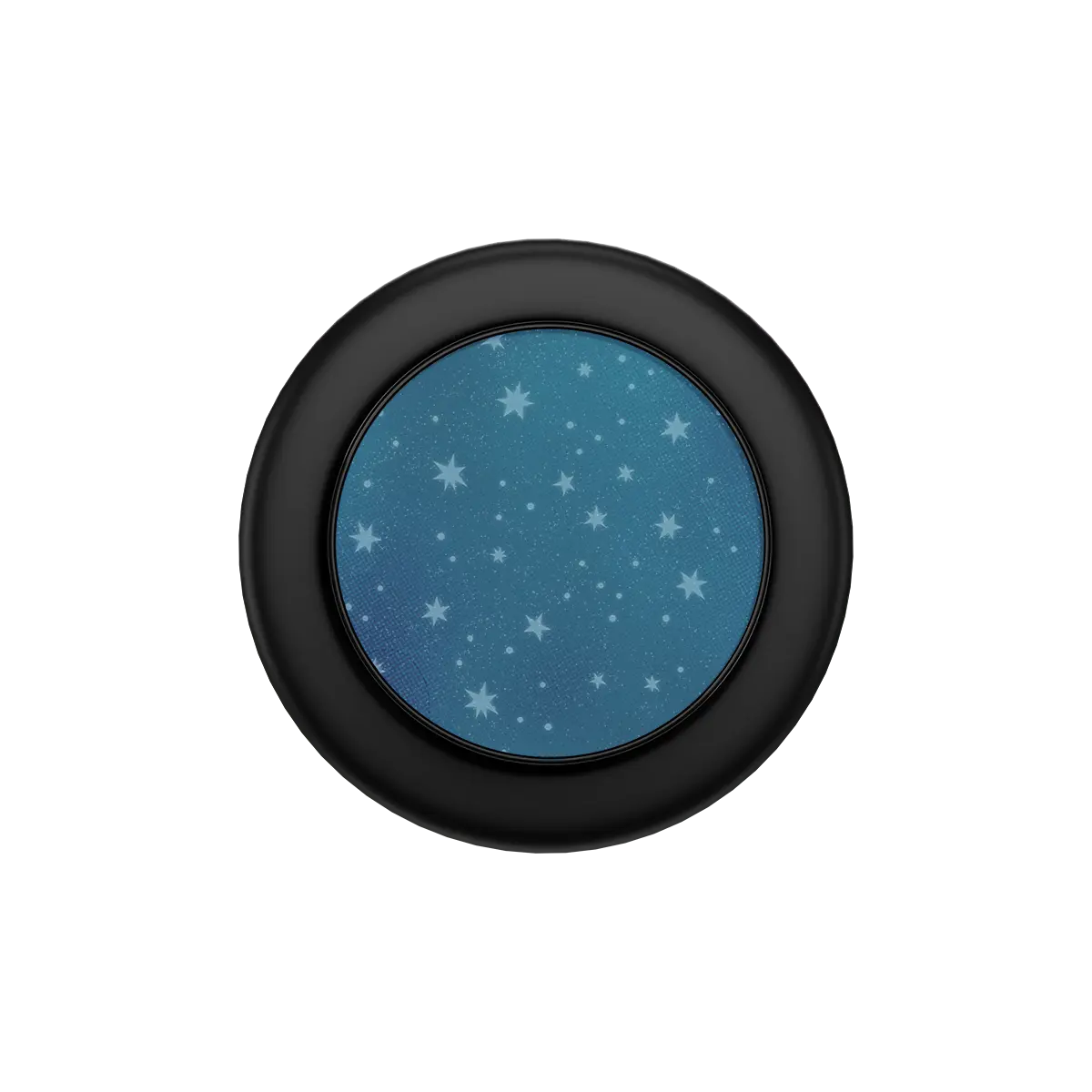 Black circular MagSafe phone grip with starry blue center and built-in strong magnets.