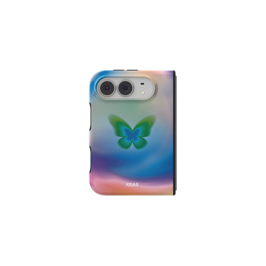Gradient Butterfly, Dreamy Aura iPhone 18 Fold Case, unfolded front view
