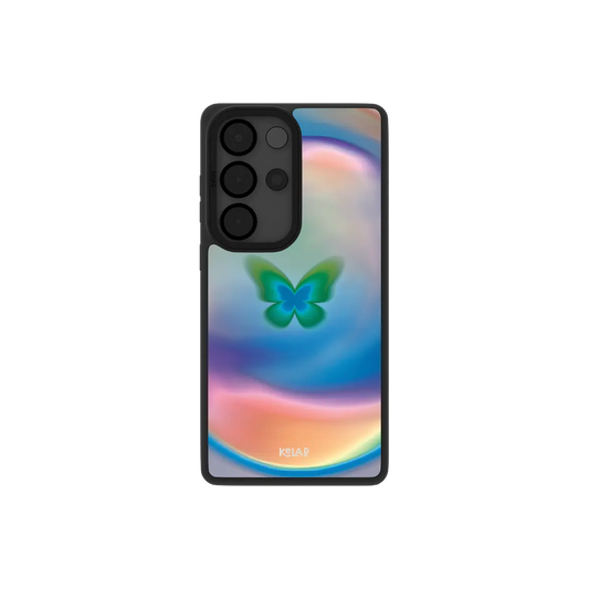 Samsung Galaxy phone case in a classic design with a colorful butterfly pattern