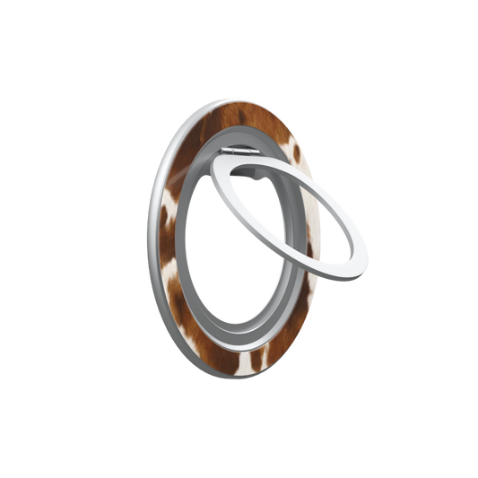 Milk & Mahogany | Brown & Cream Cow Print MagSafe Ring Stand