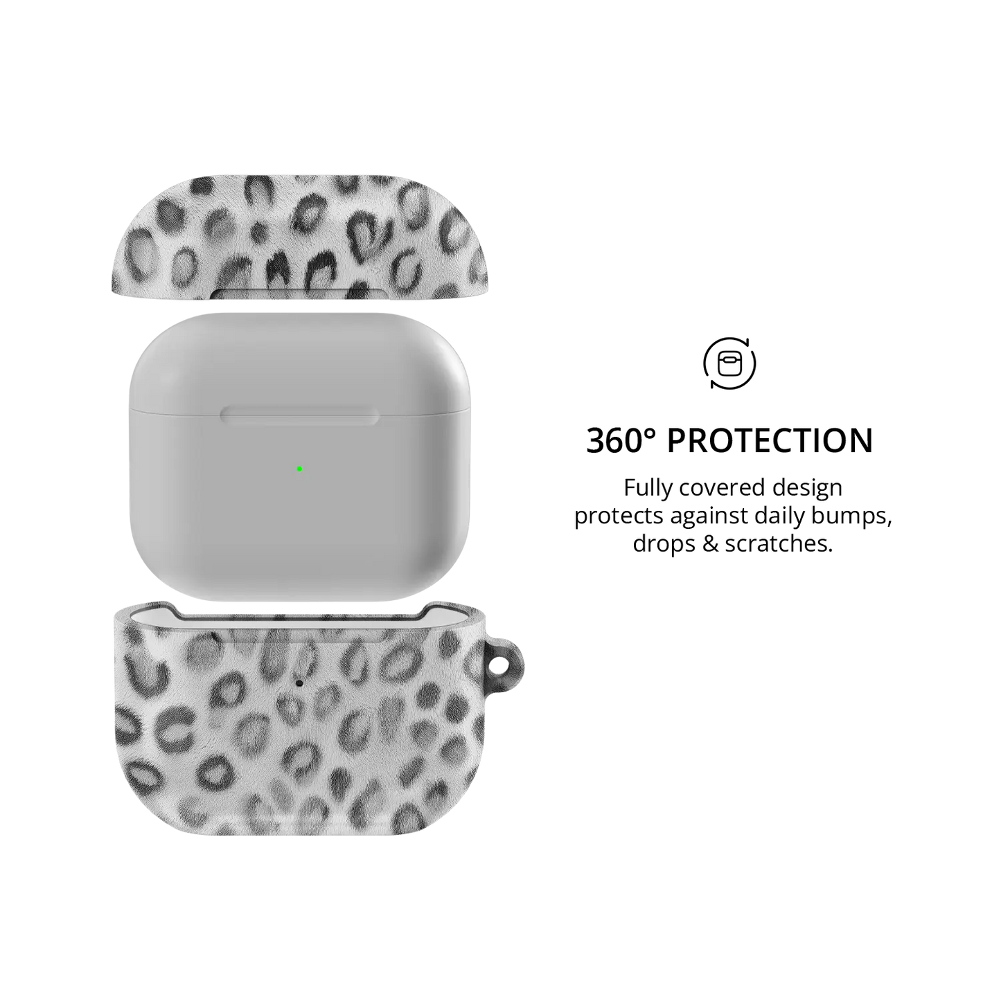 Platinum Predator | Black & White Cheetah AirPods Case - 360 degree protection view